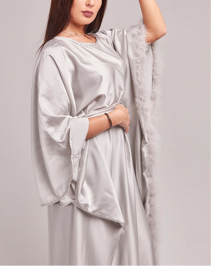 Robe plume satiné