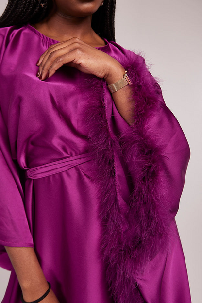 Robe plume satiné